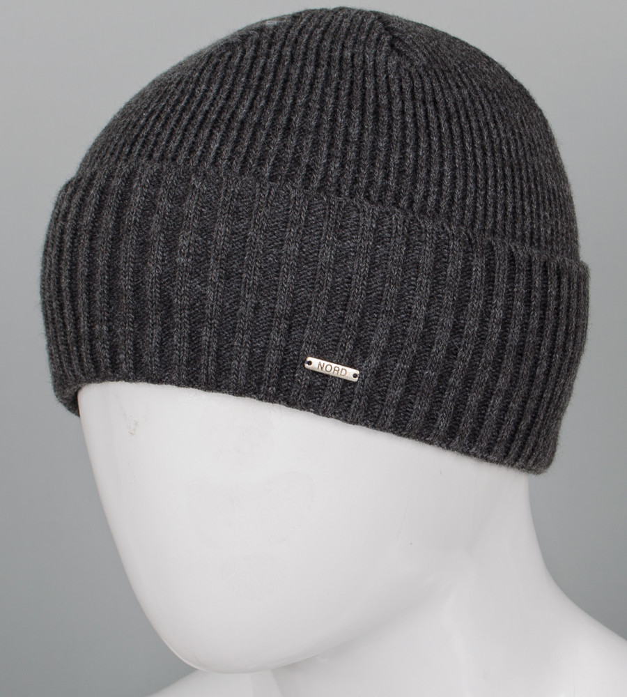 Шапка чоловіча з відворотом (240720), Т. Сірий, фото 1