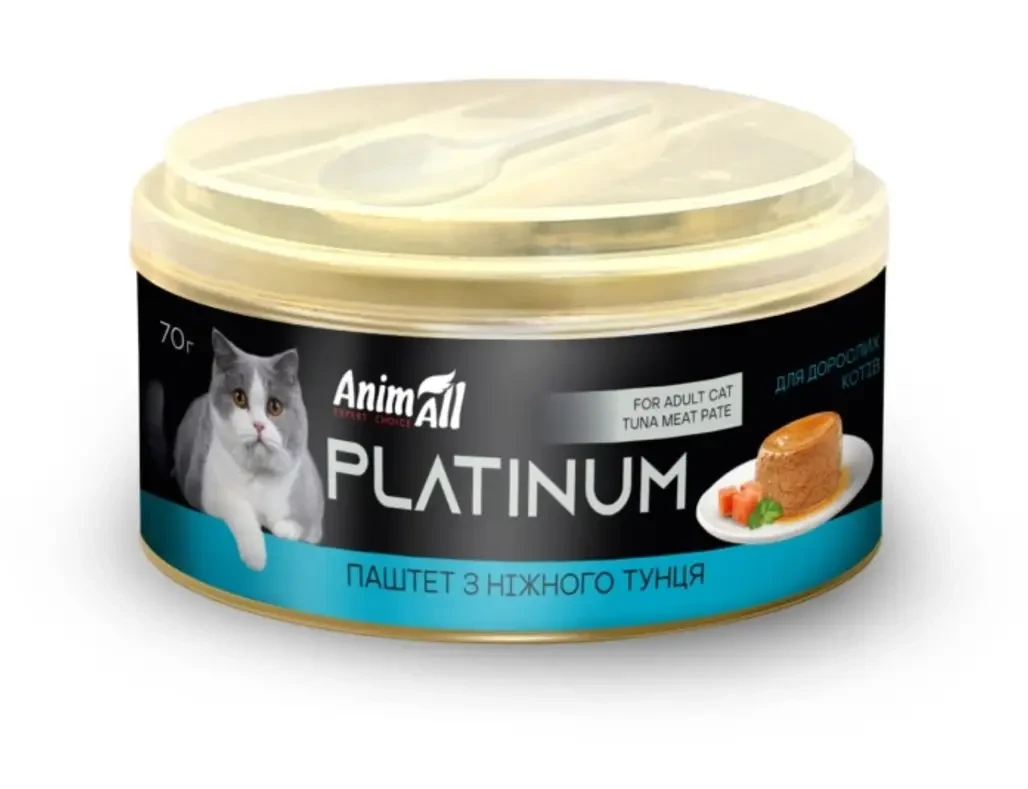 AnimAll Платінум вологий корм для котів, ніжний паштет з тунця, 70 г