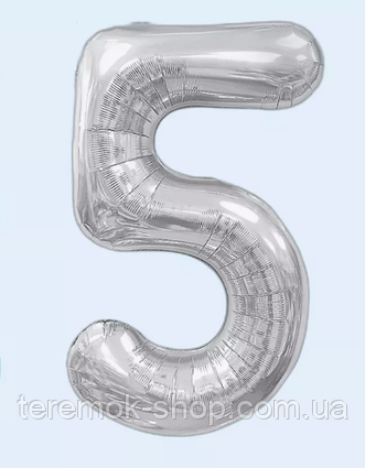 Фольгована цифра 5 срібна 70 см 32" Китай