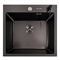 Кухонна мийка Valeso Handmade 50х50 PVD чорна 3.0/1.5 5050