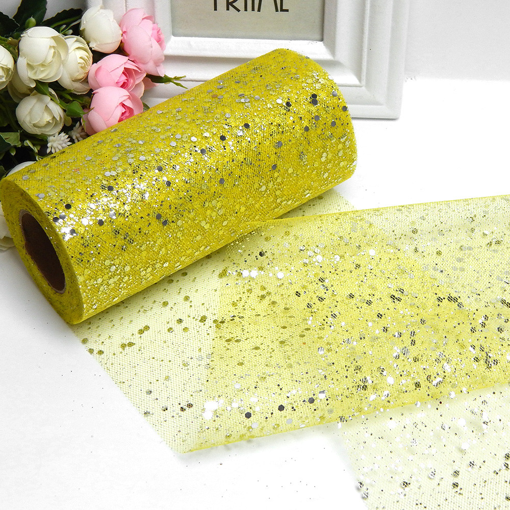 Фатин в рулончиках 15 см, з великим блиском, жовтий