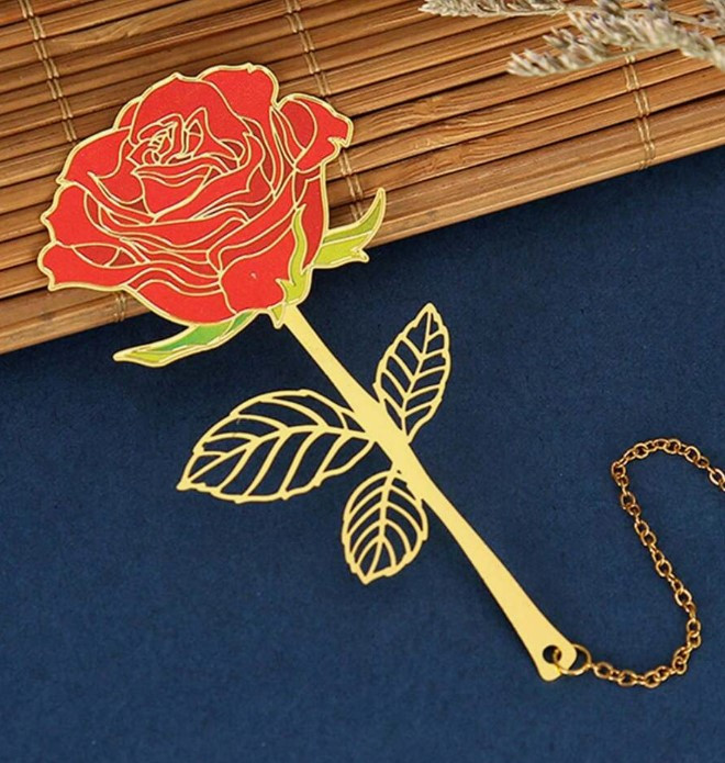 Металева закладка для книг, фігурна, роза, фото 1