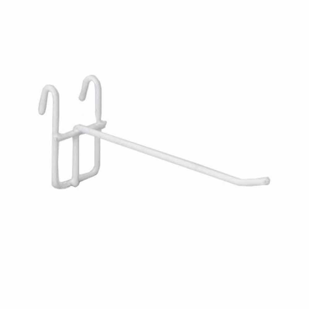 Гачки одинарні на торгову сітку довжина 5 см  гачки торгівельні металопластикові  білі упаковка 10 шт, фото 1