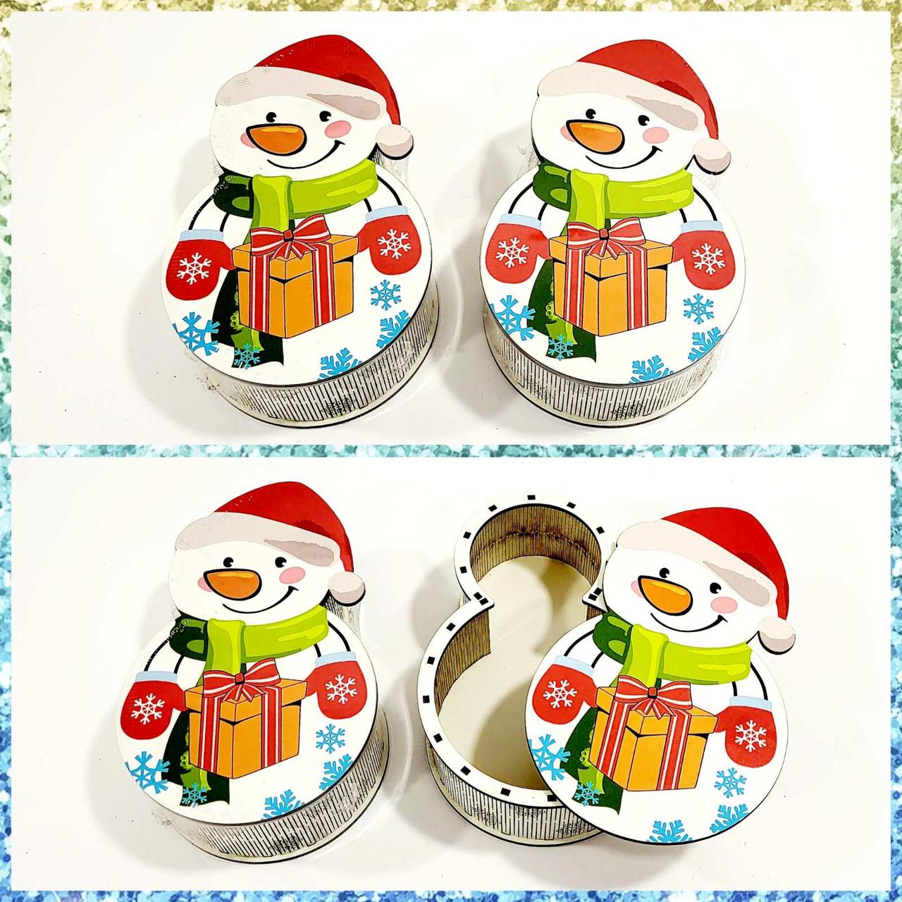 Сувенірні дерев'яні шкатулки Сніговики