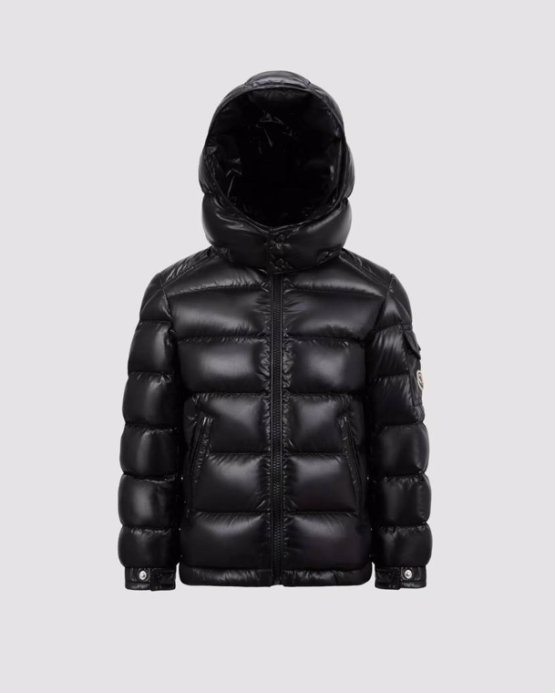 Пуховик чоловічий Moncler Maya Монклер зимова куртка з капюшоном чорна глянсова тепла молодіжний короткий