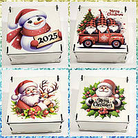 Сувенірні дерев'яні новорічні шкатулки