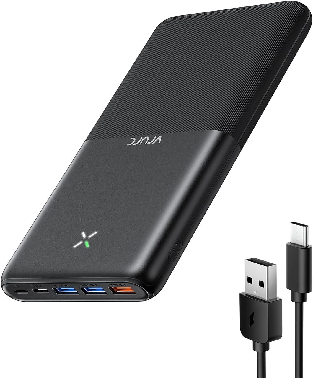 VRURC Power bank 30000mAh, 20W Швидка зарядка PD 18W QC 3.0 USB C Портативний зарядний пристрій Акумулятор з 4 виходами