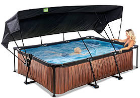 Басейн EXIT з тентом 300х200х65 см (для дітей, на дачу) в кольорі "Дерево"