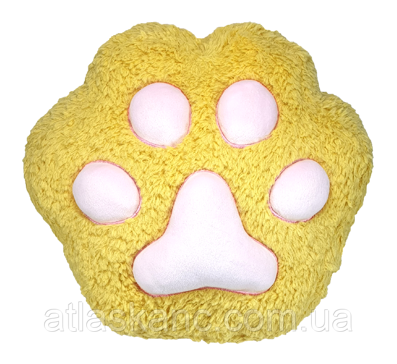 Іграшка м'яка подушка відбитка лапки Жовта 30 х 25 х 15 см 17539, фото 1
