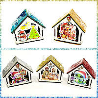 Сувенірні дерев'яні новорічні іграшки Хатки