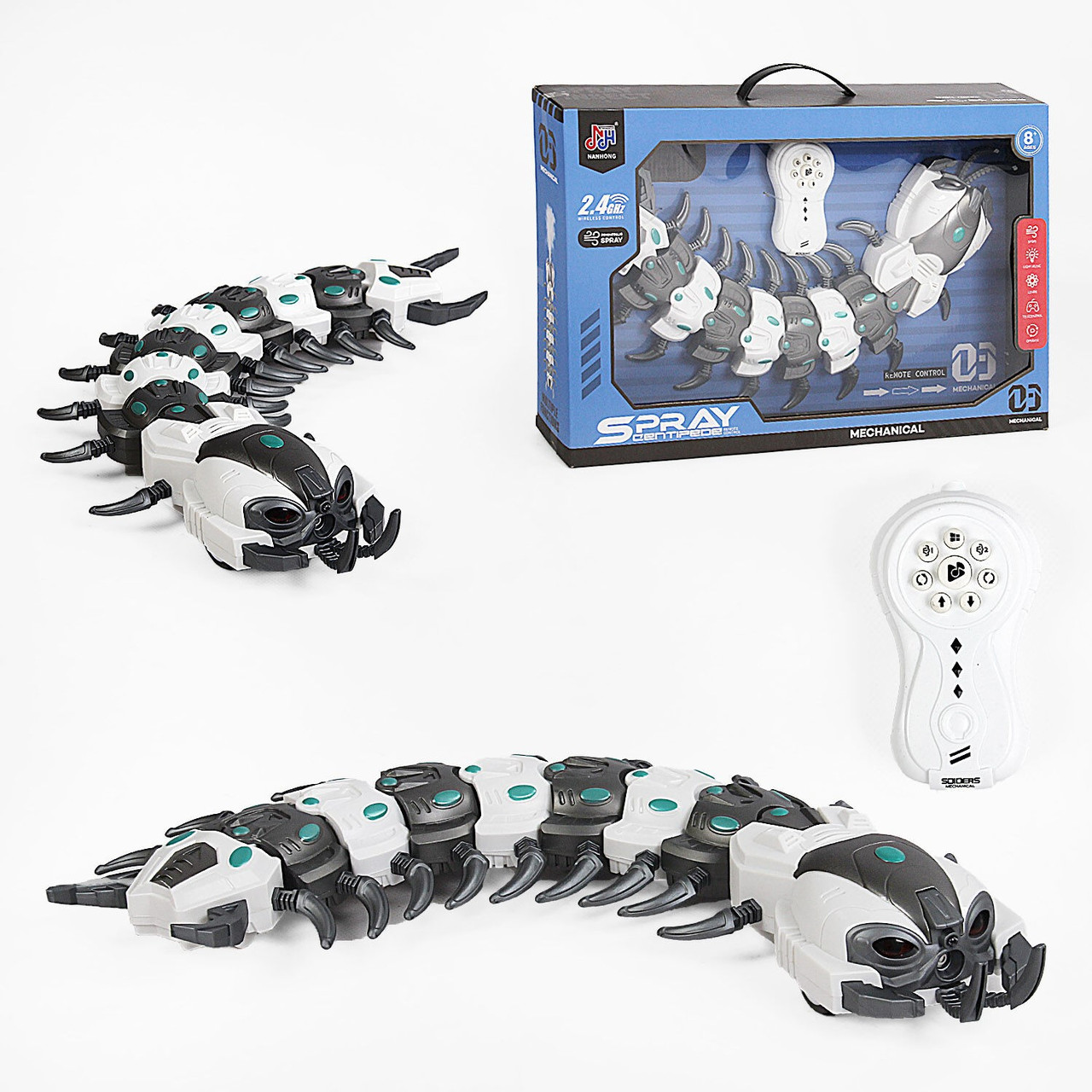 Багатоніжка на радіокеруванні 128 A-41  парогенератор, підсвічування, мелодії, пульт управління 2.4 GHz, пляшечка, інструкція, в, фото 1