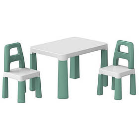 Дитячий стіл із двома стільцями ТехноК 0440TXK біло-зелений, Toyman