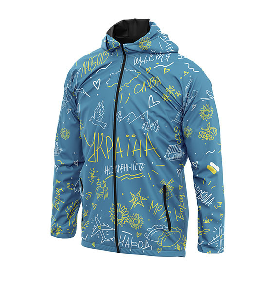 Куртка вітровка класична жіноча «Українські цінності» блакитна