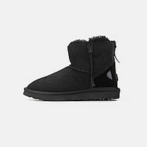 Зимові Жіночі Черевики UGG Classic Mini Zip Black Lacquer / Уггі Класик Міні Зіп Лакер Чорні, фото 3