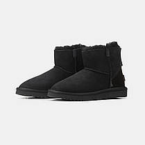 Зимові Жіночі Черевики UGG Classic Mini Zip Black Lacquer / Уггі Класик Міні Зіп Лакер Чорні, фото 5
