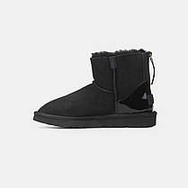 Зимові Жіночі Черевики UGG Classic Mini Zip Black Lacquer / Уггі Класик Міні Зіп Лакер Чорні, фото 4