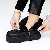 Дутики Угги ЧЕРНЫЕ короткие на Платформе со Змейкой влагозащитные полуботинки сапожки женские зима, фото 4