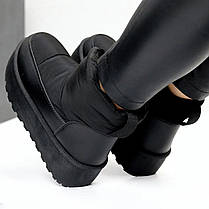 Дутики Угги ЧЕРНЫЕ короткие на Платформе со Змейкой влагозащитные полуботинки сапожки женские зима, фото 5