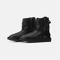 Зимові Жіночі Черевики UGG Mini Double Zip Black Leather Lacquer / УГГ Міні Дабл Зіп Лезер Лакер Чорні, фото 5