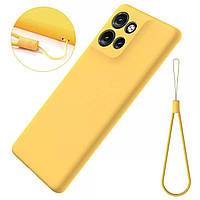 Силіконовий чохол із мікрофіброю для Motorola Edge 50 Neo жовтий бампер