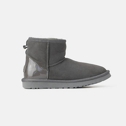 Зимові Жіночі Черевики UGG Mini Grey Metallic Suede / УГГ Міні Металік Суейд Сірі, фото 1