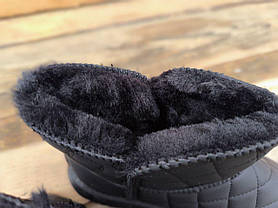 Уги ЧОРНІ UGG короткі стьобані на високій підошві платформі з лейбл екошкіра жіночі зима, фото 4