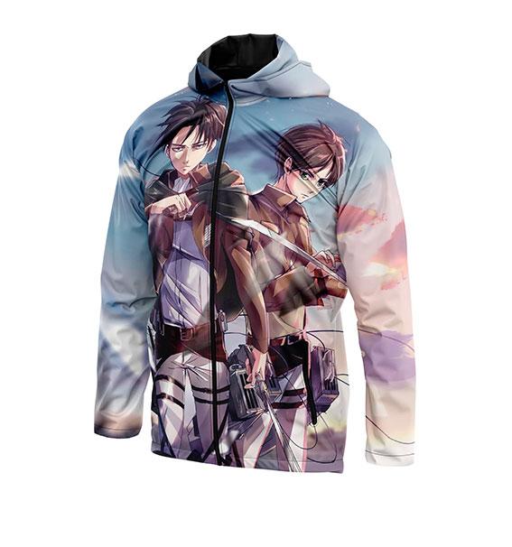 Куртка вітровка класична жіноча «Levi and Eren. Attack on Titan»