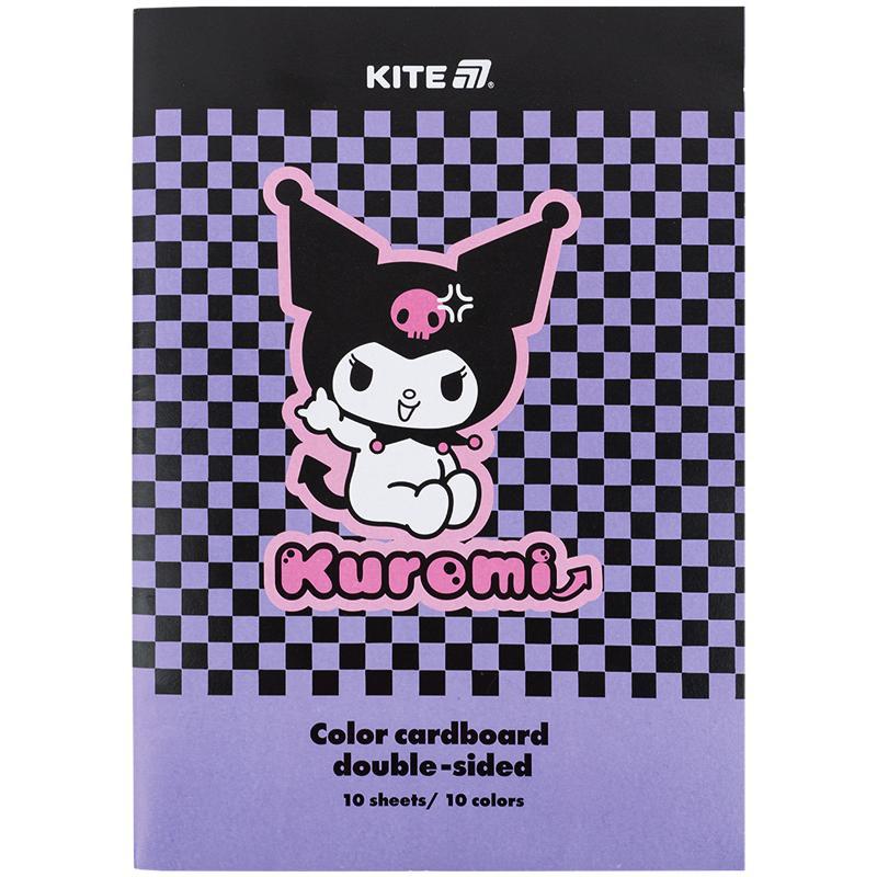 Картон кольоровий двосторонній Kite Kuromi  А4 10 аркушів 10 кольорів HK24-255-2, фото 1