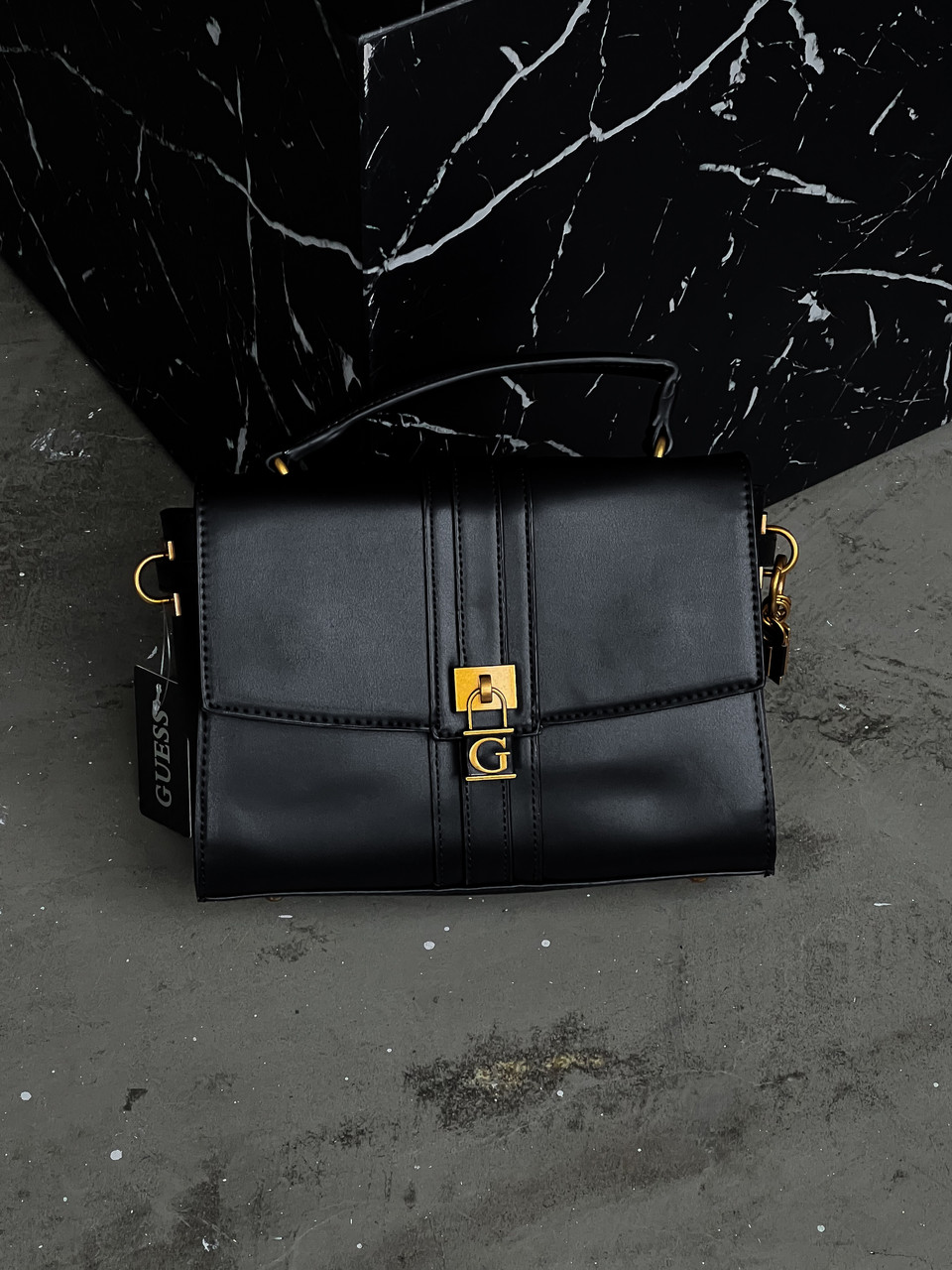 Жіноча сумка Гес чорний Guess Ginevra Logo Elite крос-боді, фото 1