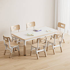 Регульований столик з мольбертом Terrio та 6 стільців ( Кавовий)