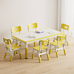 Регульований столик з мольбертом Terrio та 6 стільців ( Жовтий)