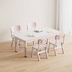 Регульований столик з мольбертом Terrio та 4 стільці ( Рожевий)