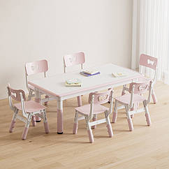 Регульований столик з мольбертом Terrio та 6 стільців ( Рожевий)