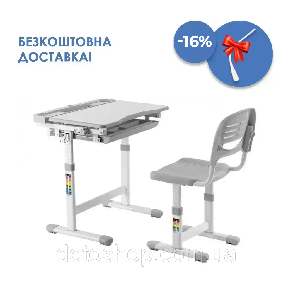 Дитяча парта зі стільчиком FunDesk Cantare Grey
