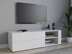 ТВ тумба Moreli T-5 Фасад Білий глянець. Корпус Білий матовий Ш1500*В430*Г450