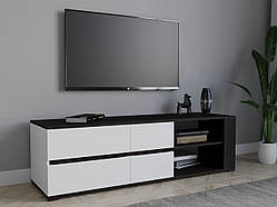 ТВ тумба Moreli T-5 Фасад Білий глянець. Корпус Венге темний Ш1500*В430*Г450