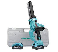 Аккумуляторная мини пила GRAND АПЦ-20V/8-4 ind Цепная Пила на аккумуляторах для дома ( 2 АКБ, 2 цепи)