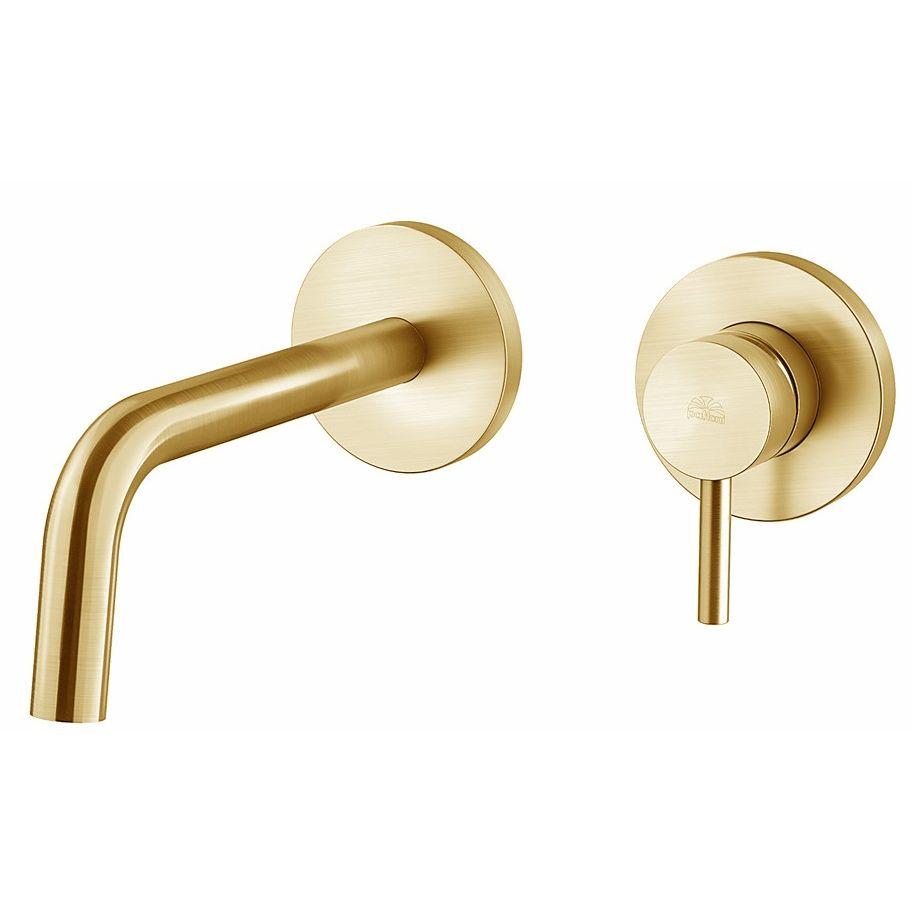 Змішувач для умивальника одноважільний настінного монтажу PAFFONI Light золото латунь LIG006HGSP70, фото 1