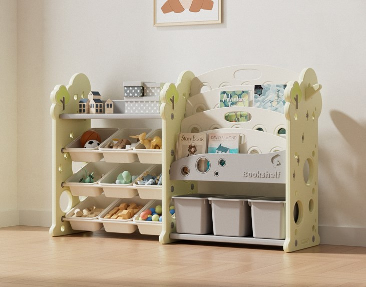 Стелаж з контейнерами + книжкова полиця 2в1 “Tree XL” Салатовий, фото 1