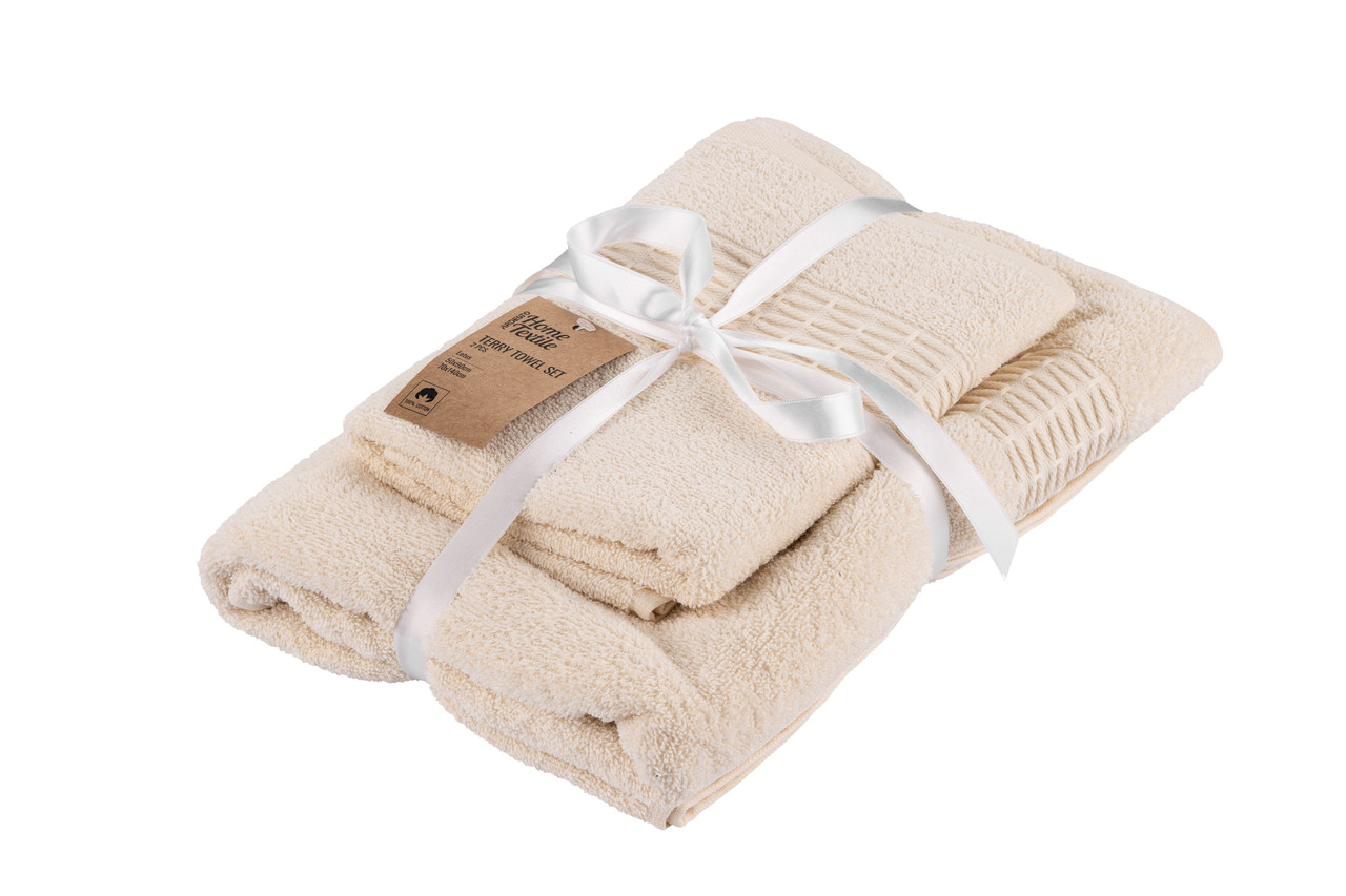 Набір махрових рушників Ardesto Lotus 2 шт., 50х90см, 70х140см, 100% бавовна, айворі ART2357IV