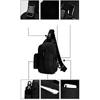 Тактична сумка через плече чорна, зручна і водонепроникна для активного відпочинку.