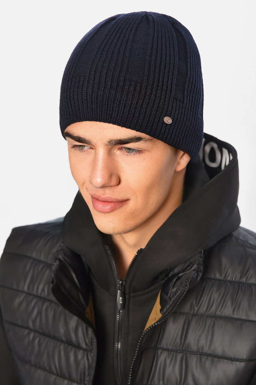 Шапка чоловіча на флісі темно-синього кольору 193767M, фото 1
