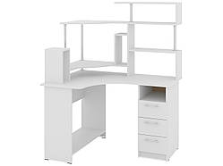 Комп'ютерний стіл з надбудовою IdealMebel Компакт Плюс, письмовий стіл з висувною полицею, кутовий стіл