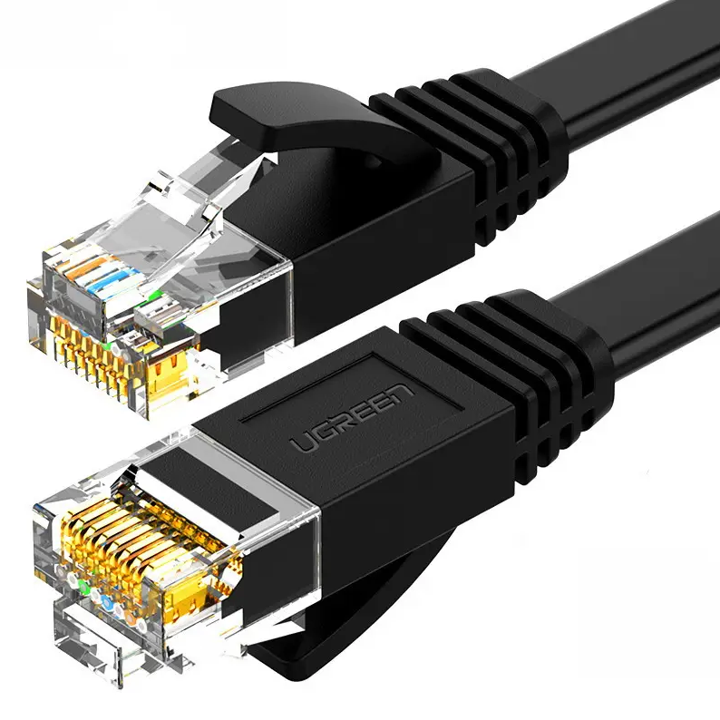 Патч-корд Ugreen NV102 мережевий кабель 1000 Mбит\с Ethernet RJ45 Cat 6 плоский 3М Black (50175), фото 1
