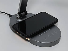 Розкладна світлодіодна настільна лампа з безпровідною зарядкою 14Вт, фото 3