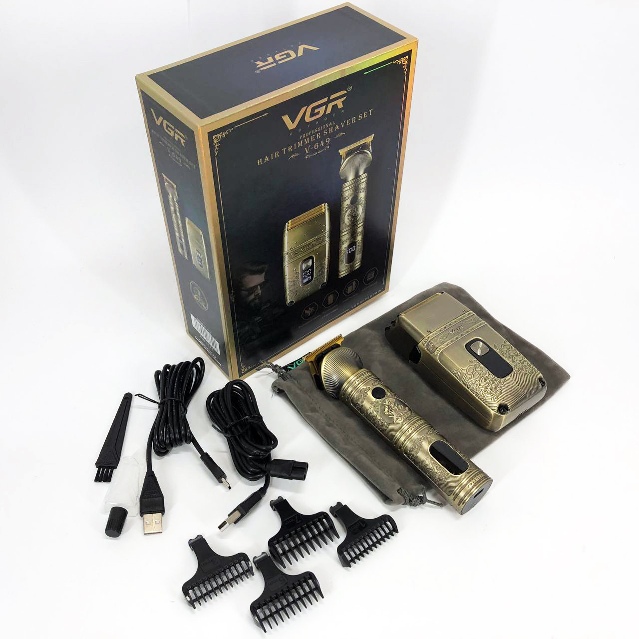 Багатофункціональний триммер для стрижки волосся і бороди VGR V-649, Перукарські SR-982 машинки професійні