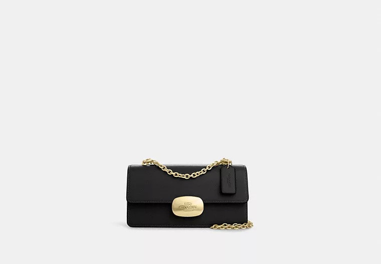 Жіноча шкіряна сумка Coach Eliza Flap Crossbody Bag (чорна) ОРИГІНАЛ
