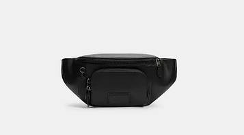 Чоловіча шкіряна сумка-бананка Coach Track Belt Bag (чорна) ОРИГІНАЛ