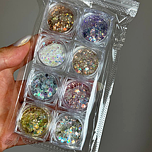 Брокат для декору нігтів перловий 8 шт., фото 4