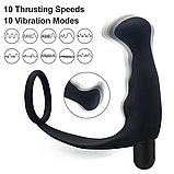 Вібратор простати з ерекційним кільцем, Анальний масажер із вібрацією, стимулятор простати, Інтимні іграшки, фото 10